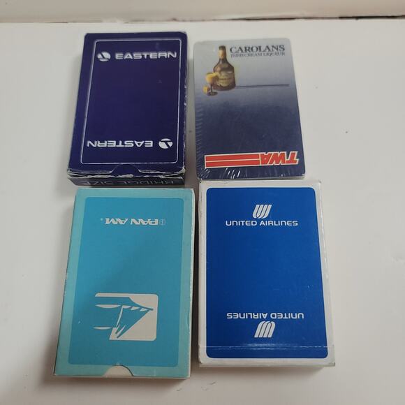 Vintage airlines playing cards Unopened Used Eastern Pan Am TWA United lot of 4 - Picture 2 of 2